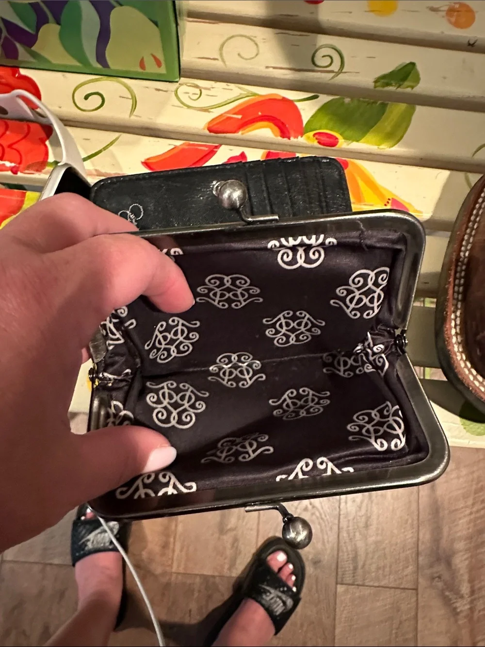 Jessica Simpson Black Quilted Studded Coin Purse Wallet with Kiss Lock